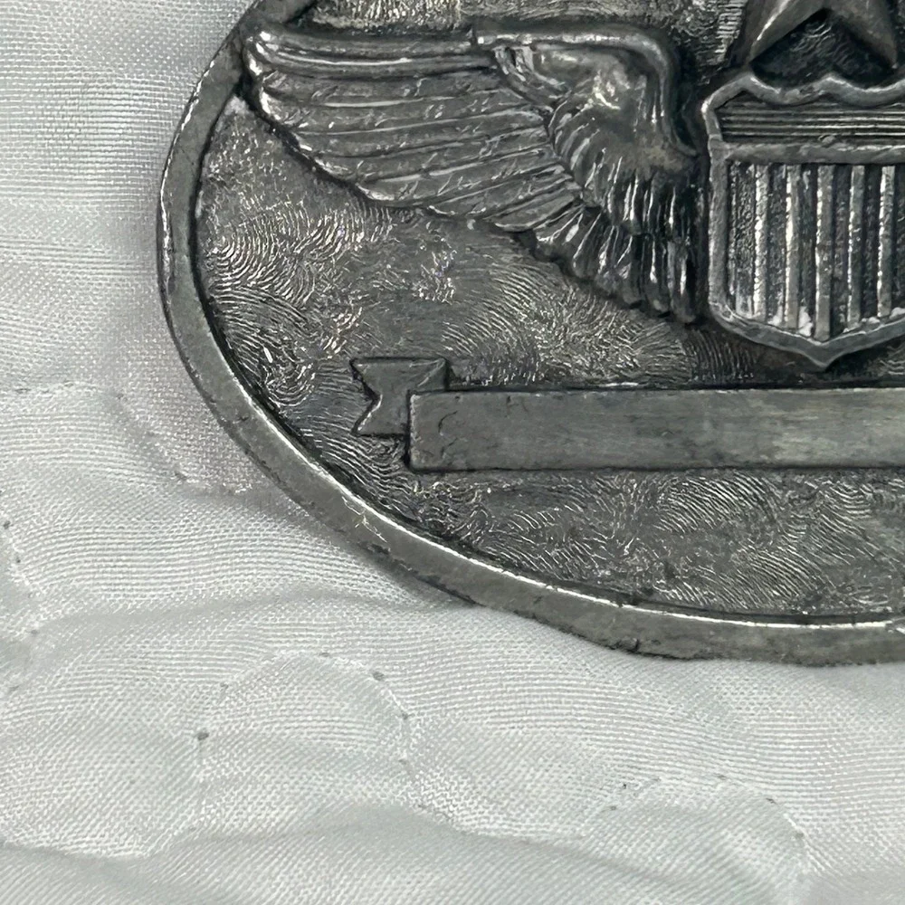 Vintage 1983 Buckle Connection Senior AAF USAF Pilot Wings Belt Buckle Silver